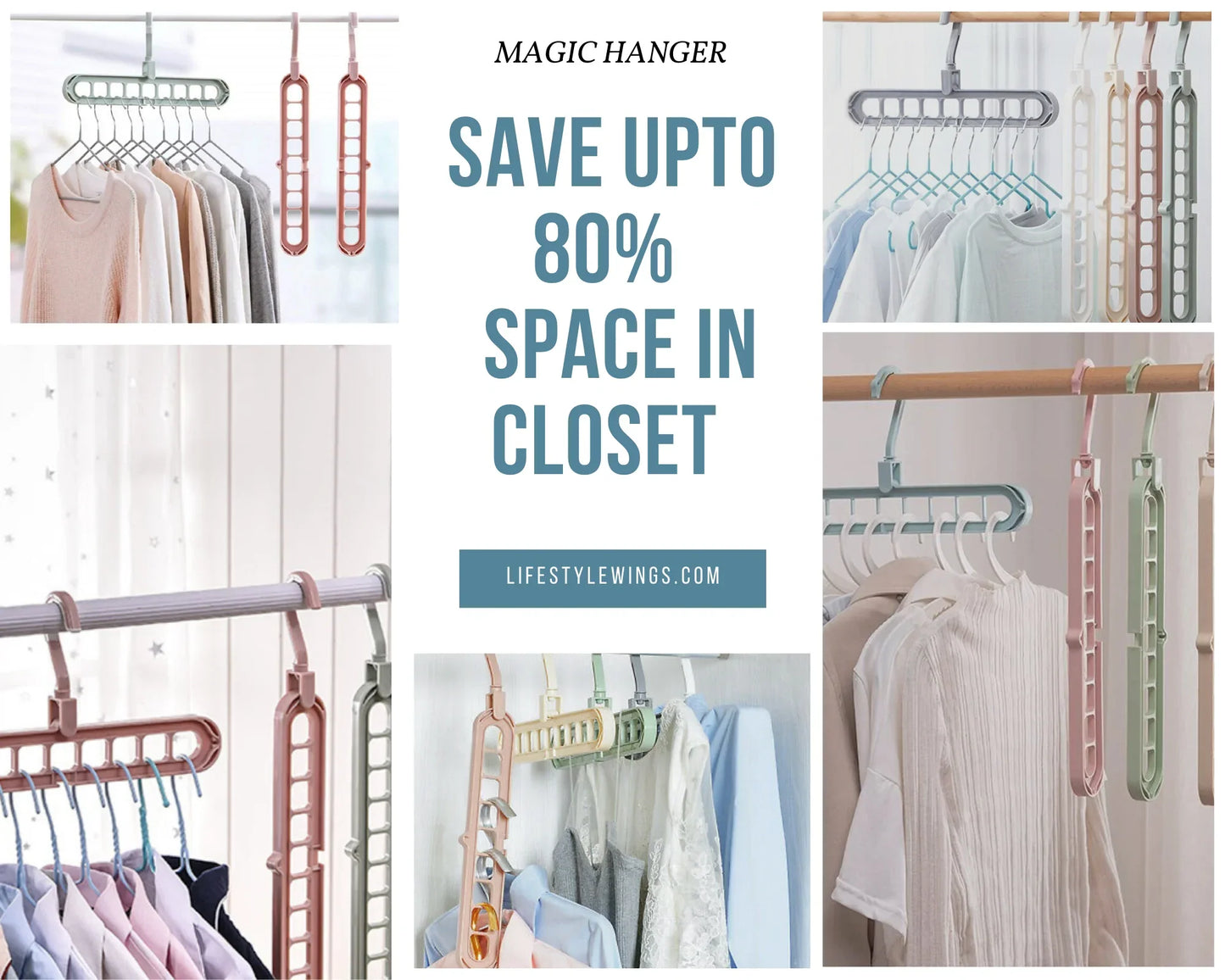 (Pack of 5)  Adjustable Multipurpose Plastic Hangers